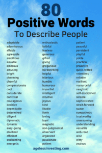 List of 80 Positive Words to Describe People against a cloudy blue sky background. 