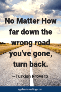 A long, straight road on a cloudy day, quote "No matter how far down the wrong road you've gone, turn back" -Turkish Proverb