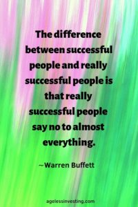 An abstract image of vertical green and pink lines, "The difference between successful people and really successful people is that really successful people say no to almost everything." -Warren Buffett