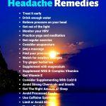 A picture of a sun setting over water, headline "25 Natural Migraine Remedies"