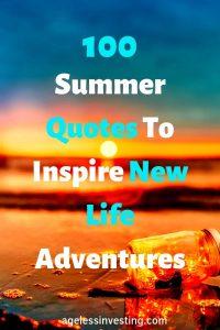 Sunset on the beach, headline "Summer Quotes To Inspire New Life Adventures"