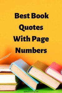 A picture of books lying on a green table against a yellow background, with the headline, "Best Book Quotes With Page Numbers"