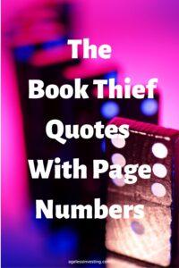 A picture of black dominoes against a pink background, with the headline: "The Book Thief Quotes With Page Numbers"