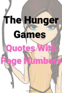 An animated image of Katniss Everdeen from the Hunger Games holding a bow, with the text overlay: "The Hunger Quotes With Page Numbers"