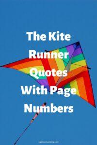 A picture of a colorful kite against a dark blue sky, with the headline "The Kite Runner Quotes With Page Numbers"