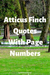 A picture of outside tables on the grass under trees, with the headline "Atticus Finch Quotes With Page Numbers"