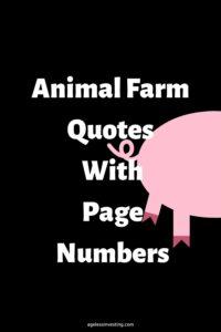 An image of the back half of a pink animated pink against a black background, with the headline: "Animal Farm Quotes With Page Numbers"