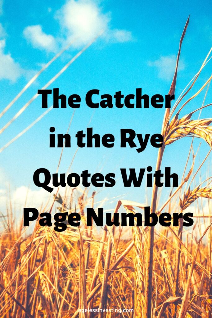 A picture of a field of rye under a blue sky, with the headline:"The Catcher in the Rye Quotes With Page Numbers"