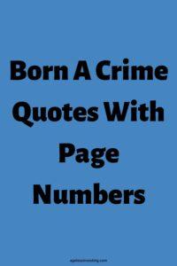 The headline: "Born A Crime quotes with page numbers" against a blue background