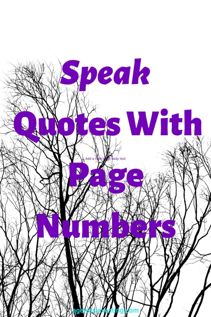 A picture of a tree without leaves against a white sky, with the headline:"Speak Quotes With Page Numbers"