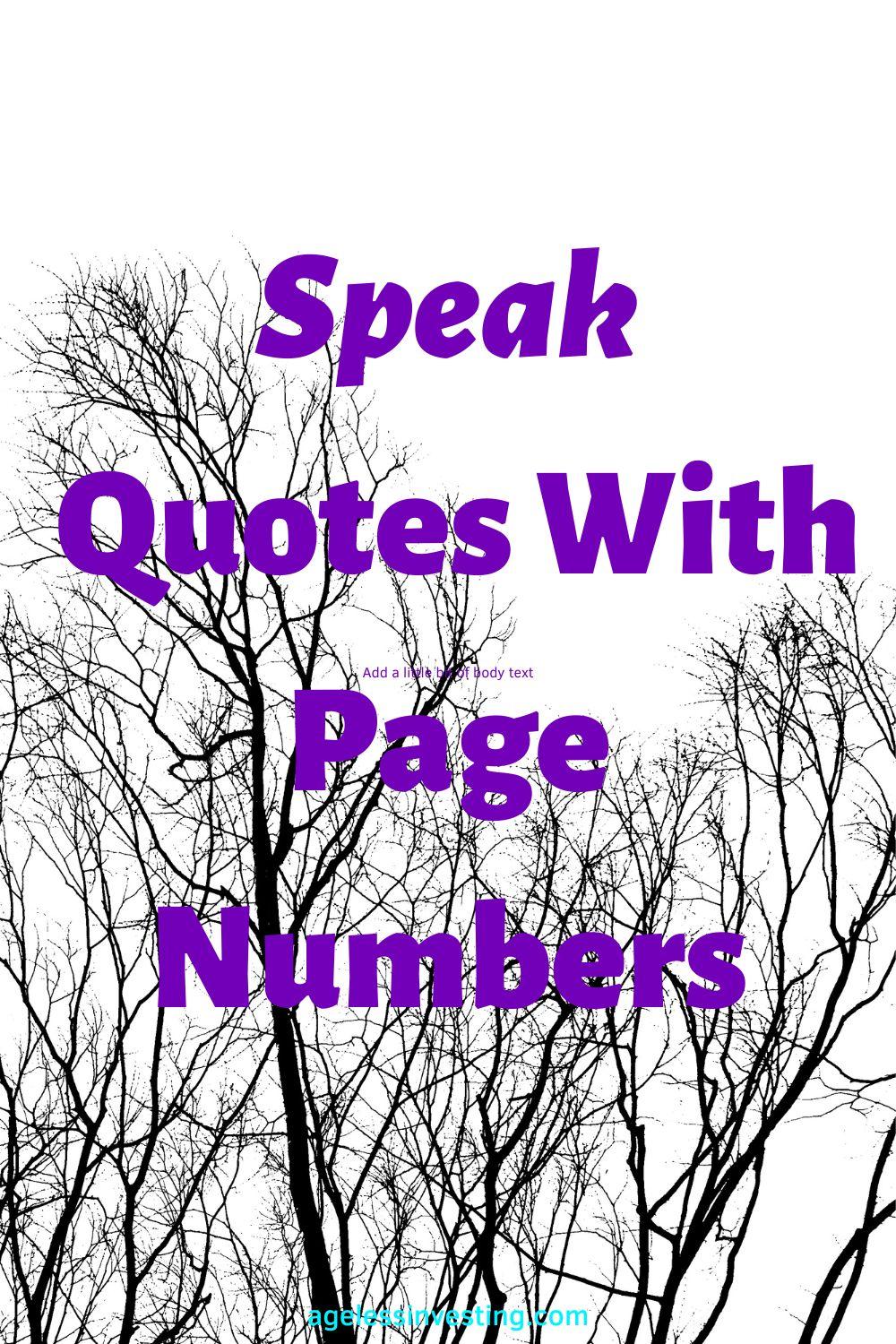 57 Speak Quotes With Page Numbers Laurie Halse Anderson Ageless Investing
