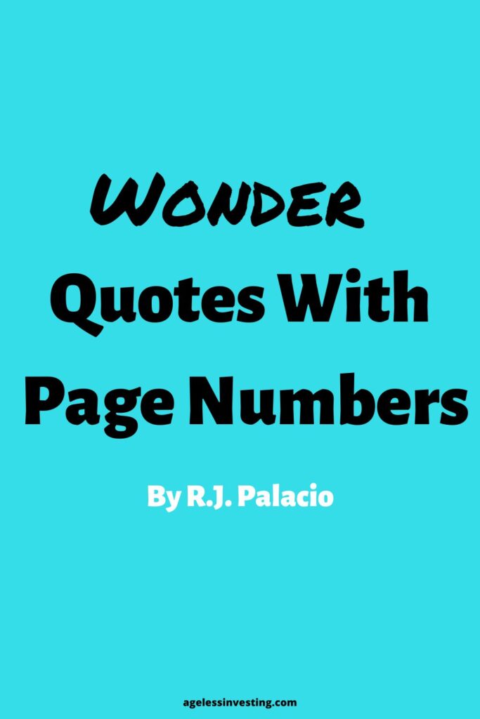 A light -blue background with the headline: ""Wonder Quotes With Page Numbers"