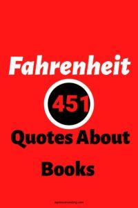 A red background with a black circle with a white border, with the headline: ""Fahrenheit 451 Quotes About Books"