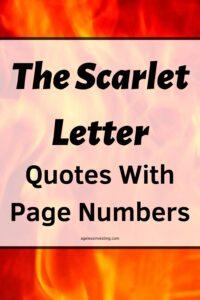 A background of an orange fire, with the words"The Scarlet Letter Quotes With Page Numbers"