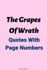 A light pink background, with the words "The Grapes of Wrath Quotes With Page Numbers, agelessinvesting.com"