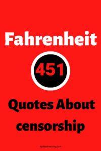 red background with a black circle with a white border, with the words: "Fahrenheit 451 Quotes About Censorship, agelessinvesting.com"