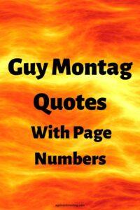 A picture of an orange fire, with the words: "Guy Montag Quotes With Page Numbers, agelessinvesting.com"