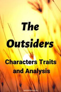 A picture of a sun set of a field, with the words:"The Outsiders Characters Traits and Descriptions, agelessinvesting.com"