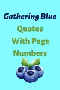 An graphic of three blueberries against a light blue background, with the text overlay:"Gathering Blue Quotes With Page Numbers"