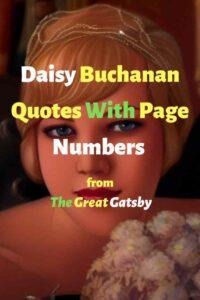 A drawing of Daisy Buchanan from the Great Gatsby, with the text overlay:"Daisy Buchanan Quotes With Page Numbers from The Great Gatsby"