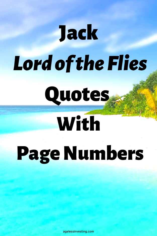 picture of the beach of a small island surrounded by light blue water, with the text overlay: "Jack Lord of the Flies Quotes With Page Numbers"