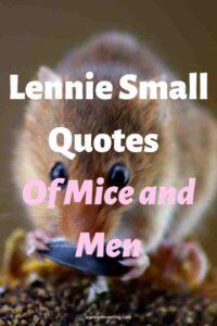 A close up picture of a brown mouse eating food, with the text overlay: "Lennie Small Quotes Of Mice and Men"