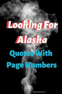 A graphic of smoke rising against a blackbackground, with the text overlay: "Looking For Alaska Quotes With Page Numbers"