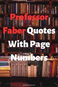 A picture of a bookshelf full of books, with the text overlay: "Professor Faber Quotes With Page Numbers"