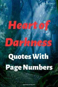 A picture of a dark jungle, with the text overlay: "Heart of Darkness Quotes With Page Numbers"