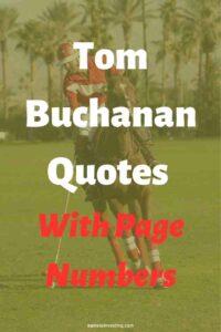 A man on a horse wearing red playing polo, with the text overlay: "Tom Buchanan Quotes With Page Numbers"