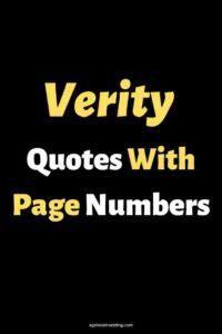 A black background with the text overlay:"Verity Quotes With Page Numbers" in yellow and white letters.