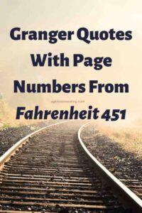 A picture of railroad tracks under fog, with the text overlay,"Granger Quotes With Page Numbers From Fahrenheit 451"