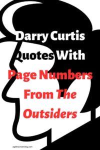 A cartoon silhouette of a greaser, with the text overlay: "Darry Curtis Quotes With Page Numbers From The Outsiders"