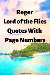 A picture of a small island under the sun covered with clouds, with the text overlay: "Roger Lord of the Flies Quotes With Page Numbers"