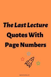 An orange background with a green, blue, and red star, with the text overlay: "The Last Lecture Quotes With Page Numbers"