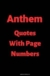 A black background with the text overlay in red letters: "Anthem Quotes With Page Numbers"