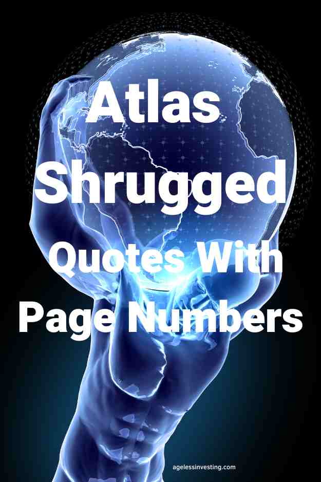 An image of Atlas holding the world on his back, with the text overlay: "Atlas Shrugged Quotes With Page Numbers"