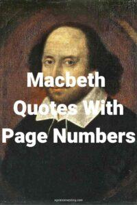 A picture of Shakespeare, with the text overlay:"Macbeth Quotes With Page Numbers"