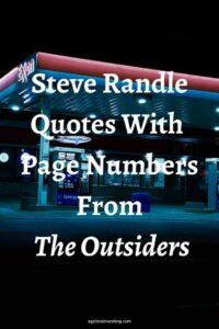 A picture of a gas station at night, with the text overlay: "Steve Randle Quotes With Page Numbers From The Outsiders"