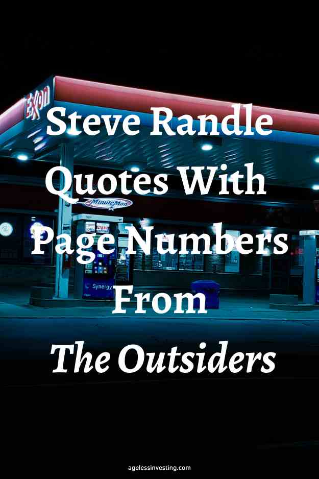 A picture of a gas station at night, with the textoverlay: "Steve Randle Quotes With Page Numbers From The Outsiders"