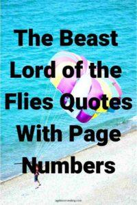 A picture of a colorful parachute over a beach, with the text overlay:"The Beast Lord of the Flies Quotes With Page Numbers"