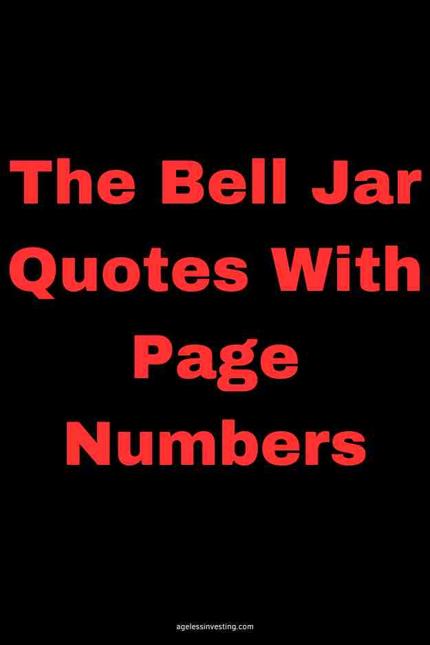 A black background, with the text overlay in red letters: "The Bell Jar Quotes With Page Numbers"