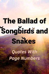 An image of birds flying above a valley against a sunset, with the text overlay: The Ballad of Songbirds and Snakes Quotes With Page Numbers