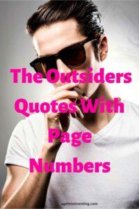 A young man with greased hair and sunglasses, representing The Outsiders greaser style, with the text overlay: The Outsiders Quotes With Page Numbers"